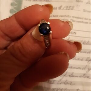 Ladies diamond and sapphire ring